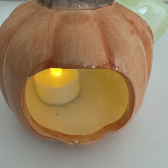 VTG Fortunoff Halloween Pumpkin Votive Candle Holders Jack O Lantern Set Of 2 - Picture 9 of 9